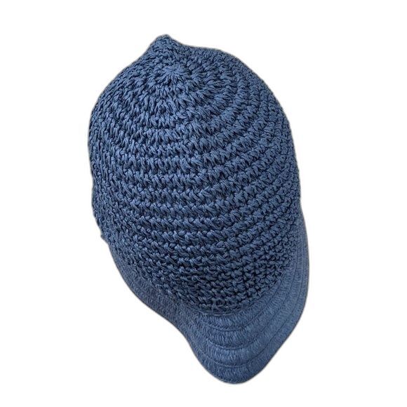 100% Paper Woven Cap Sun Hat Blue Lightweight Breathable Spring Summer - Picture 3 of 7